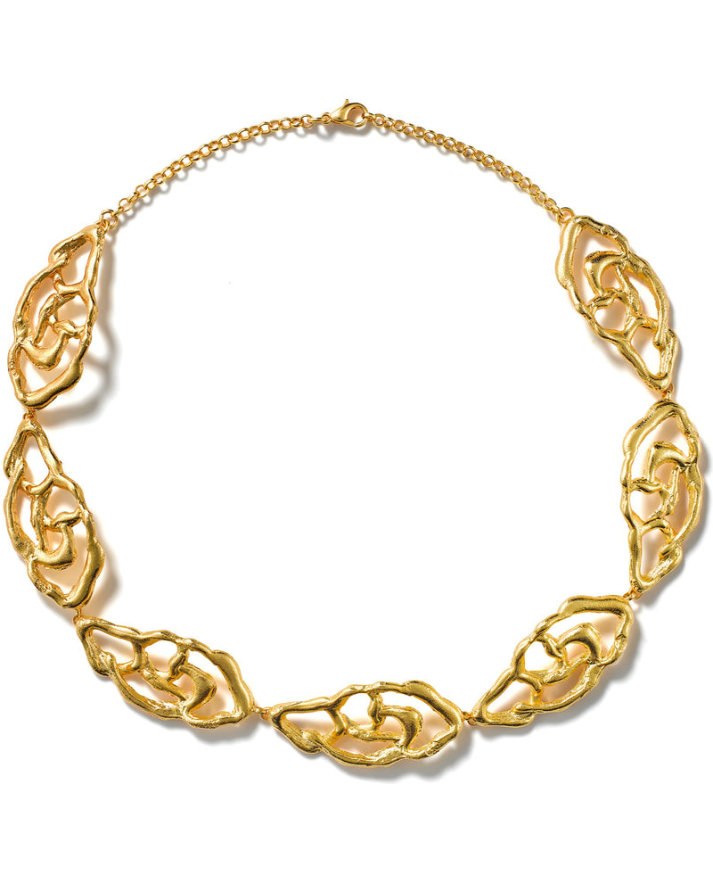 Botanical Whisper Abstract Necklace in gold, handcrafted statement necklace