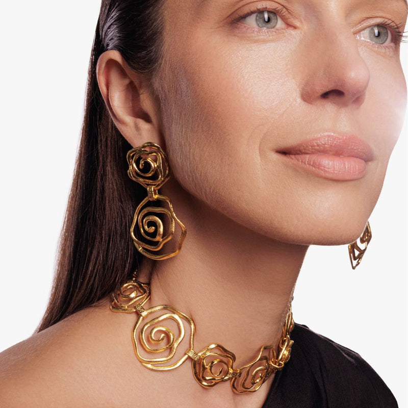 Lightweight statement earrings with floral design