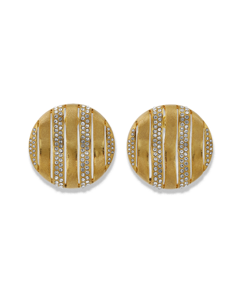 Sculptural striped gold disc earrings for everyday glamour