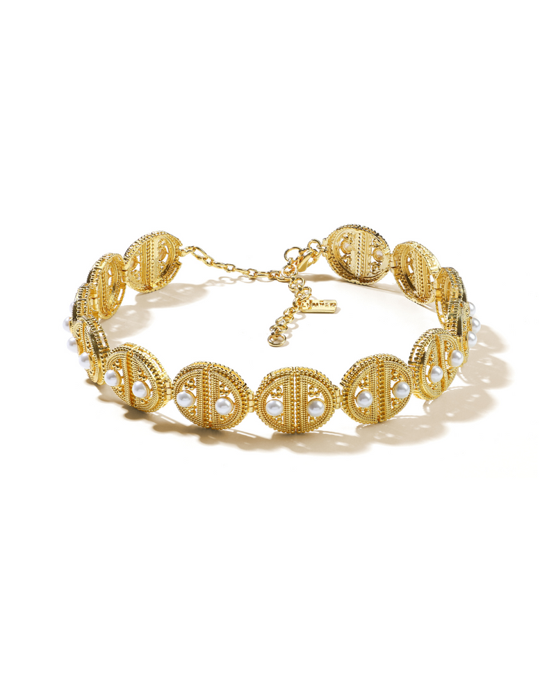 Ravi collection hemisphere choker in luminous gold for radiant style