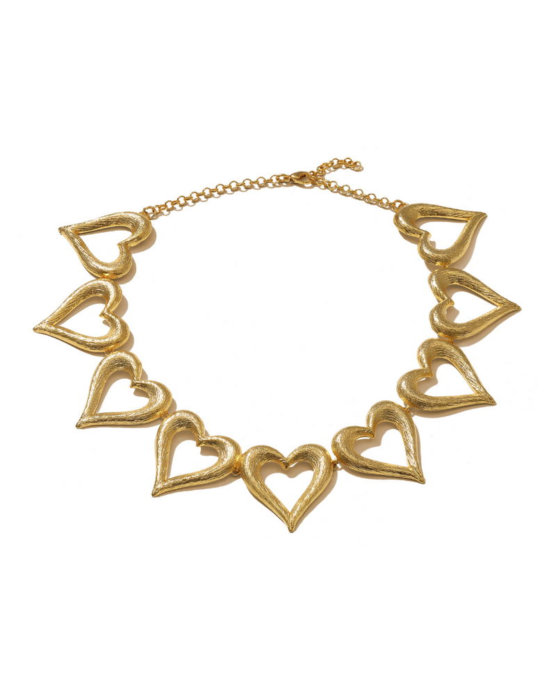 Gold open heart charm necklace, modern romantic jewelry