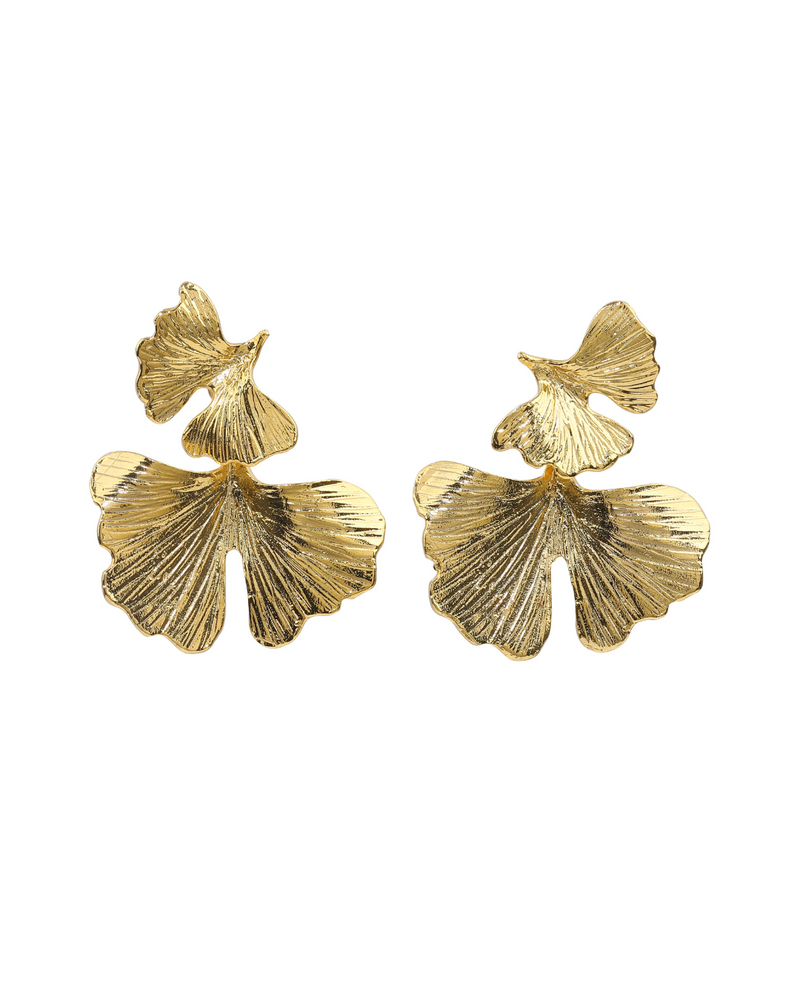 Gold floral stud earrings for women