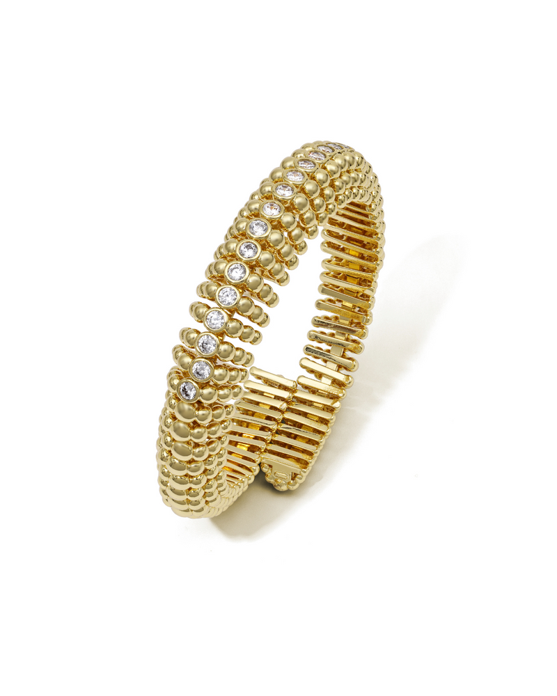Ravi Lune Bracelet in 24k gold plating with luminous zirconia