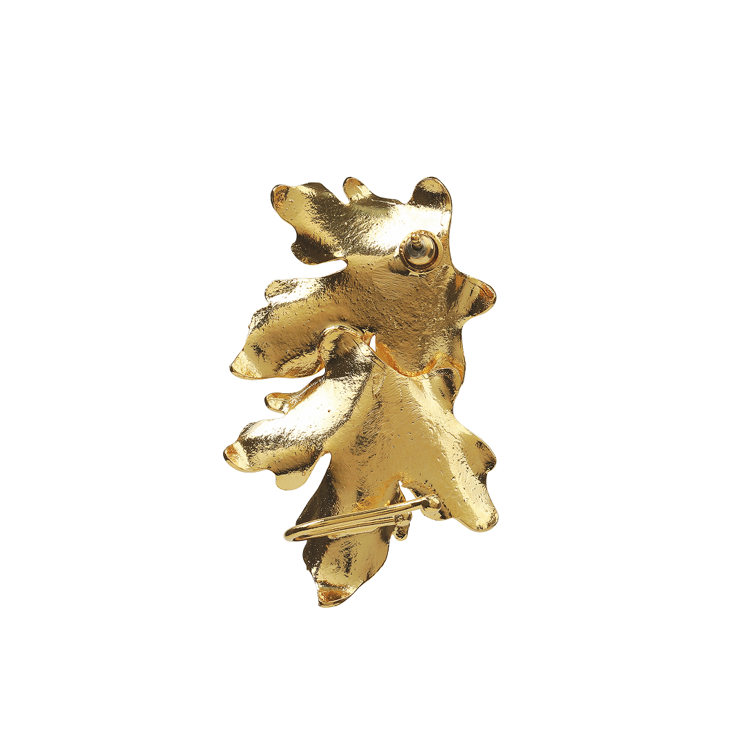 Gold leaf earcuff with zirconia – elegant 24K plated jewellery