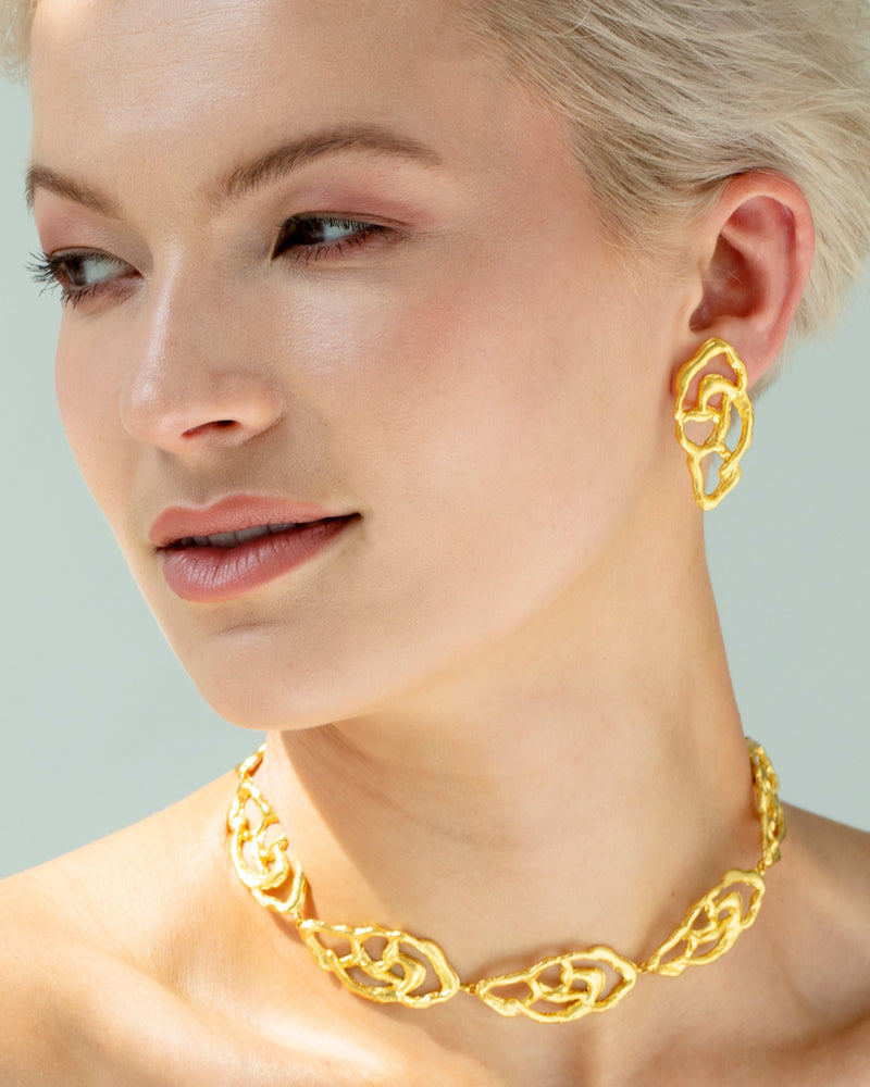 Statement abstract gold necklace for women