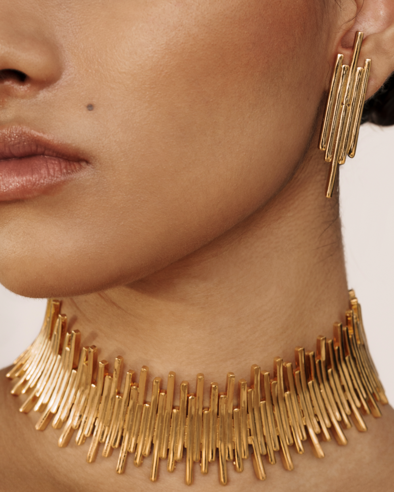 Warrior-inspired gold earrings for women