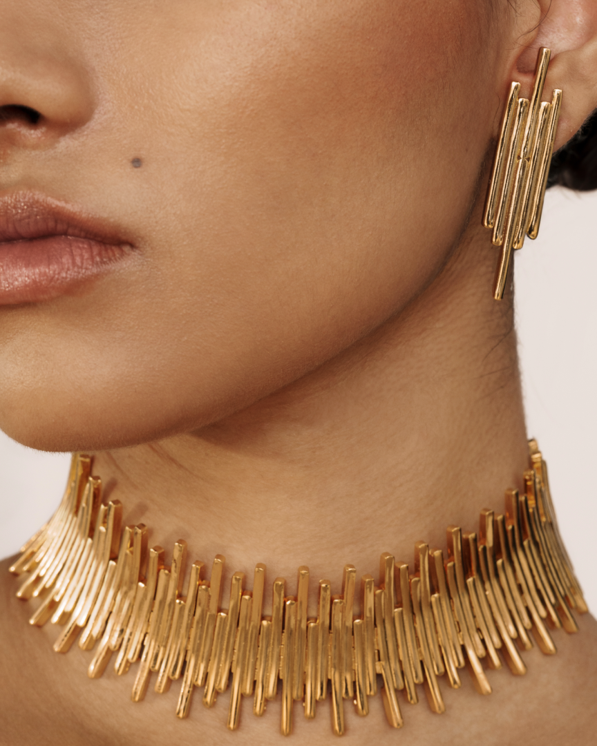 Warrior-inspired gold earrings for women
