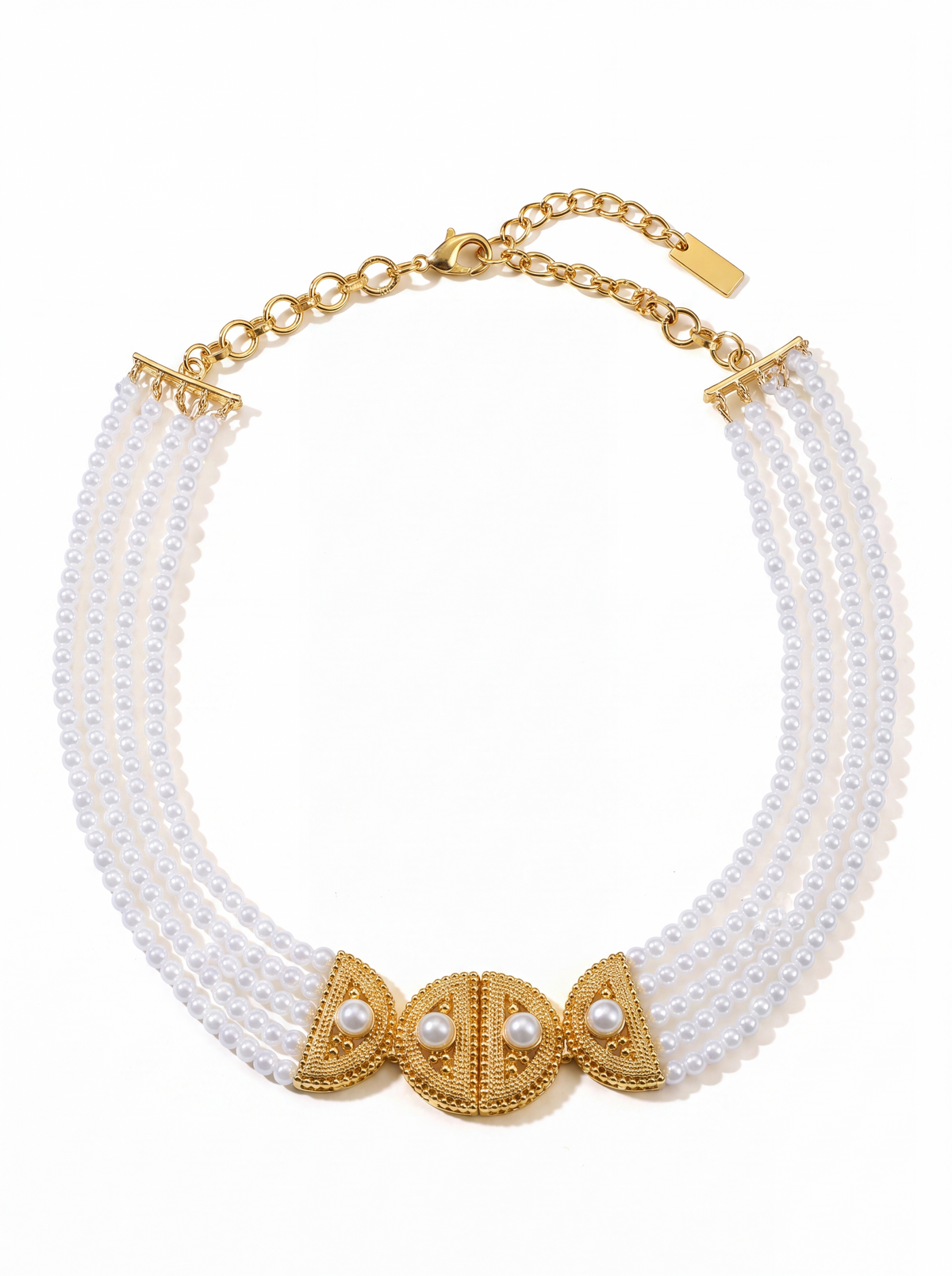 Ravi Hemisphere Pearl Necklace featuring a lustrous freshwater pearl set in a modern gold half-dome pendant, elegant minimalist jewelry for everyday wear and special occasions.
