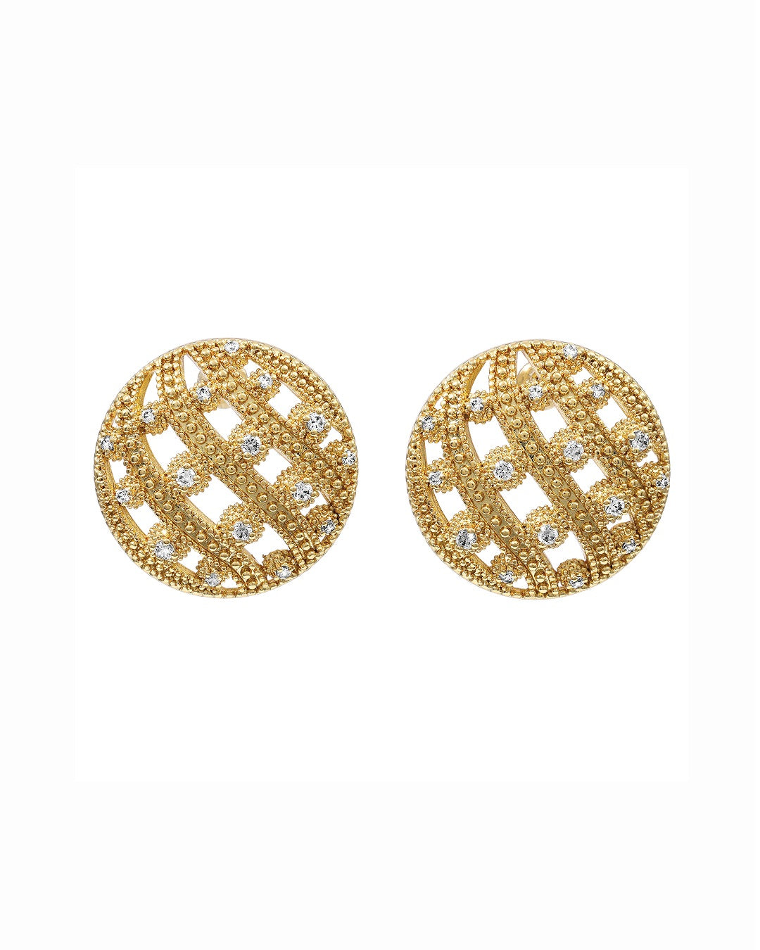 dome design earrings with zirconia stones