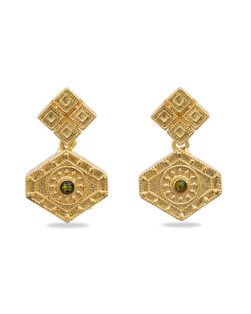 Arab-inspired gold drop earrings