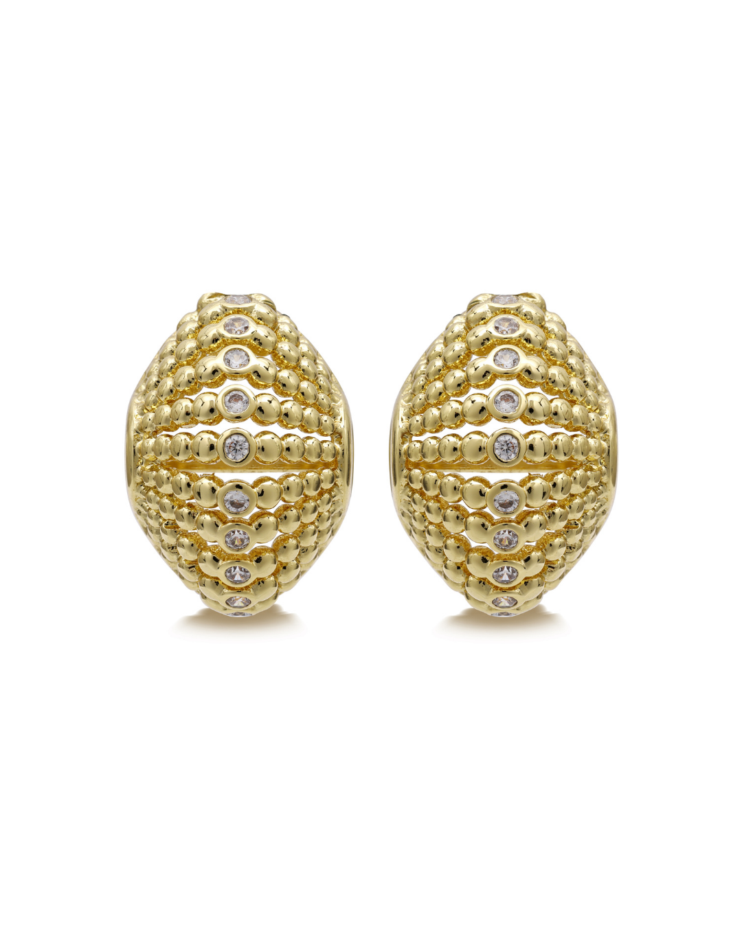 Ravi Nova Stud Earrings in 24k gold plating with zirconia accents