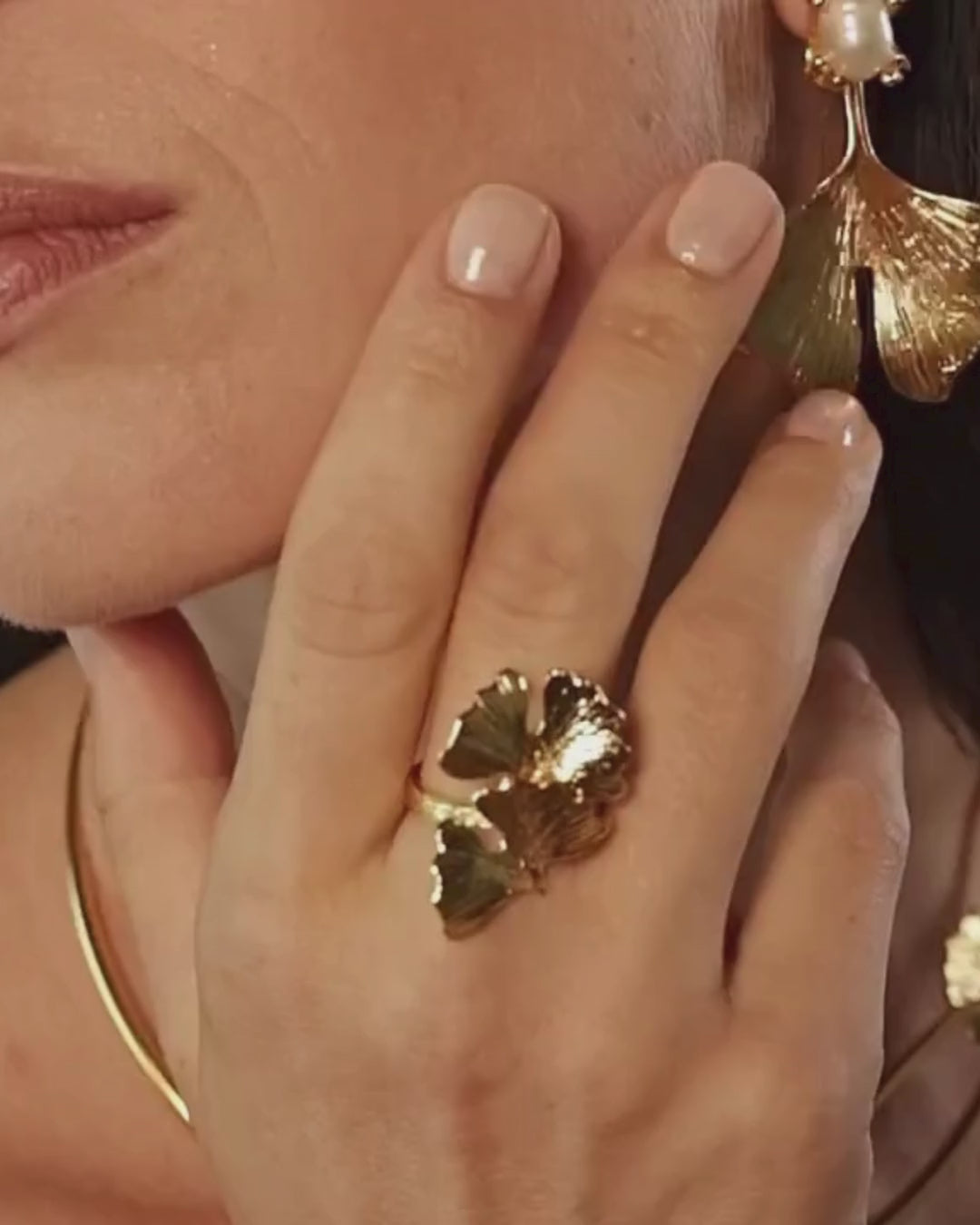 petal ring 24k gold plated