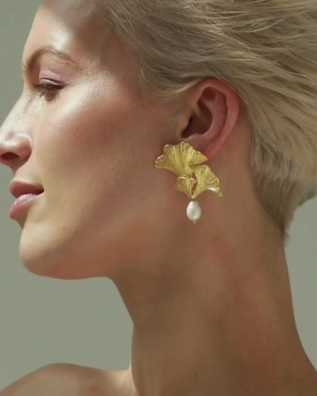 petal earrings with pearl drops