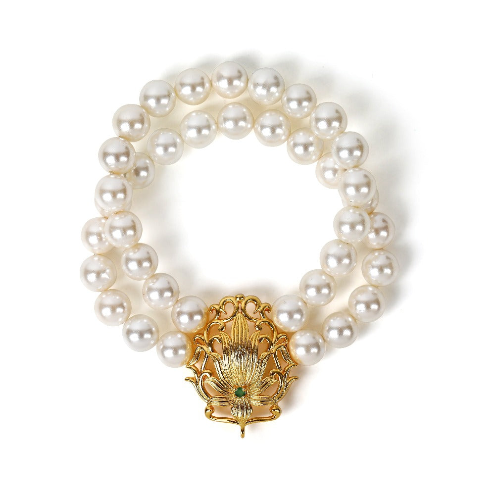 Lotus Pearl Bracelet Gold