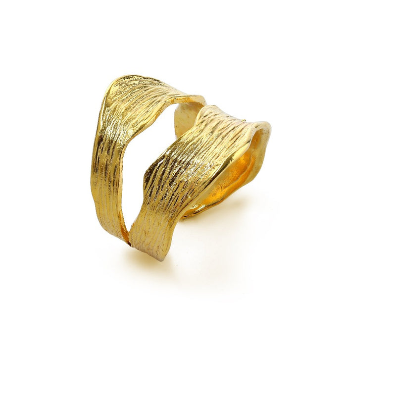 botanical abstract split lynyer silver ring gold