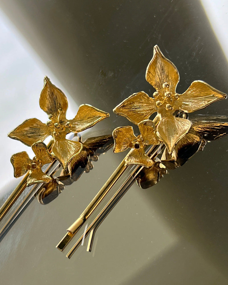 golden flower hairpins blossom hairaccessory