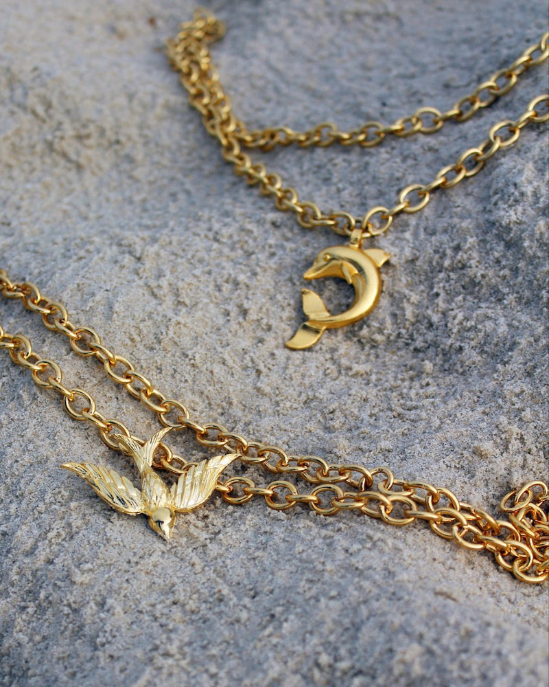 Dolphin Double Chain Necklace