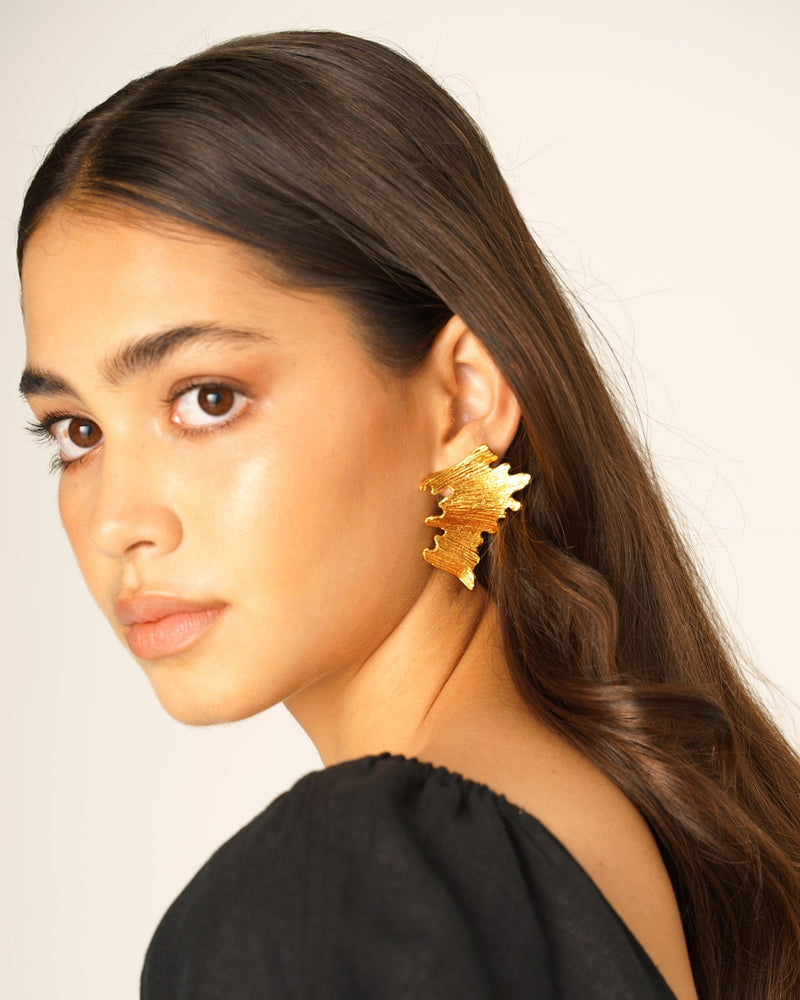 Gaia Lava Earrings with molten gold design