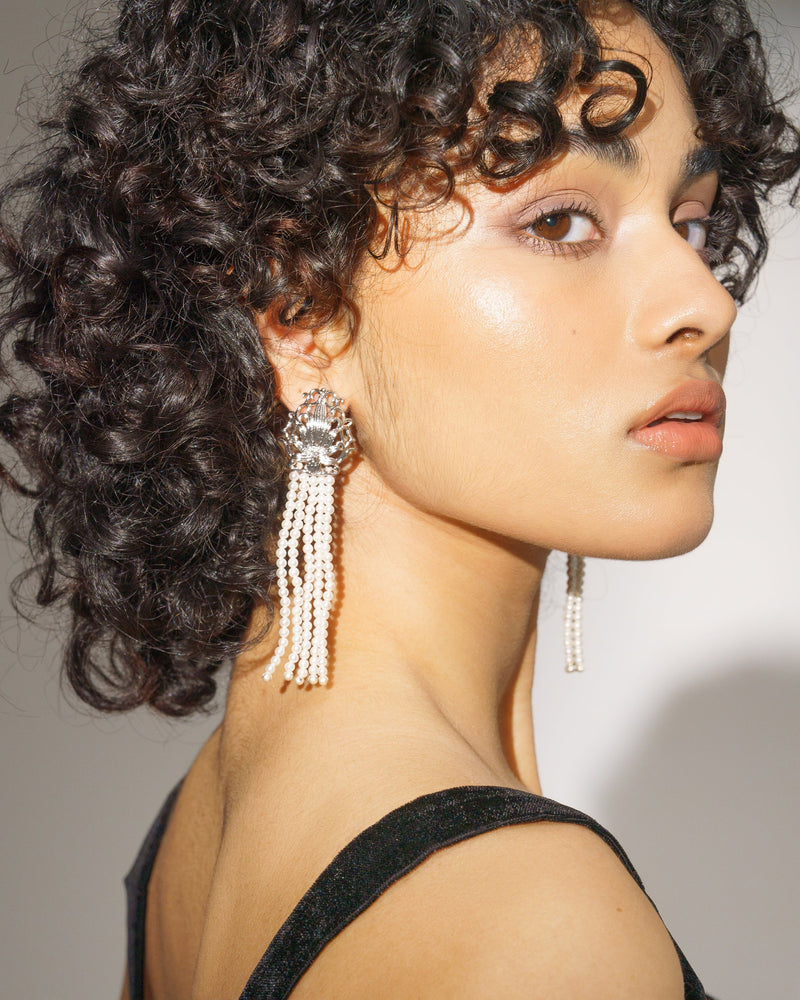 lotus chandelier drop earrings lynyer handmade