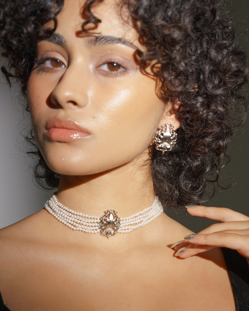 silver pendant white pearl choker freshwater pearl jewellery lynyer handmade