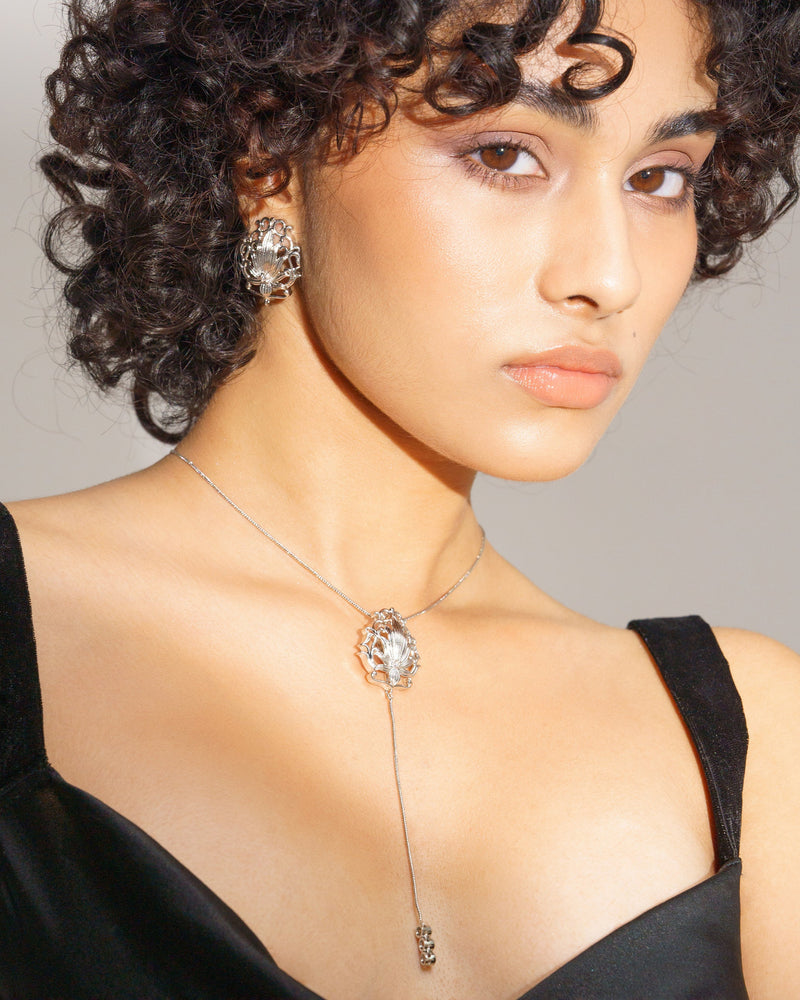 y drop necklace silver lotus lynyer jewellery