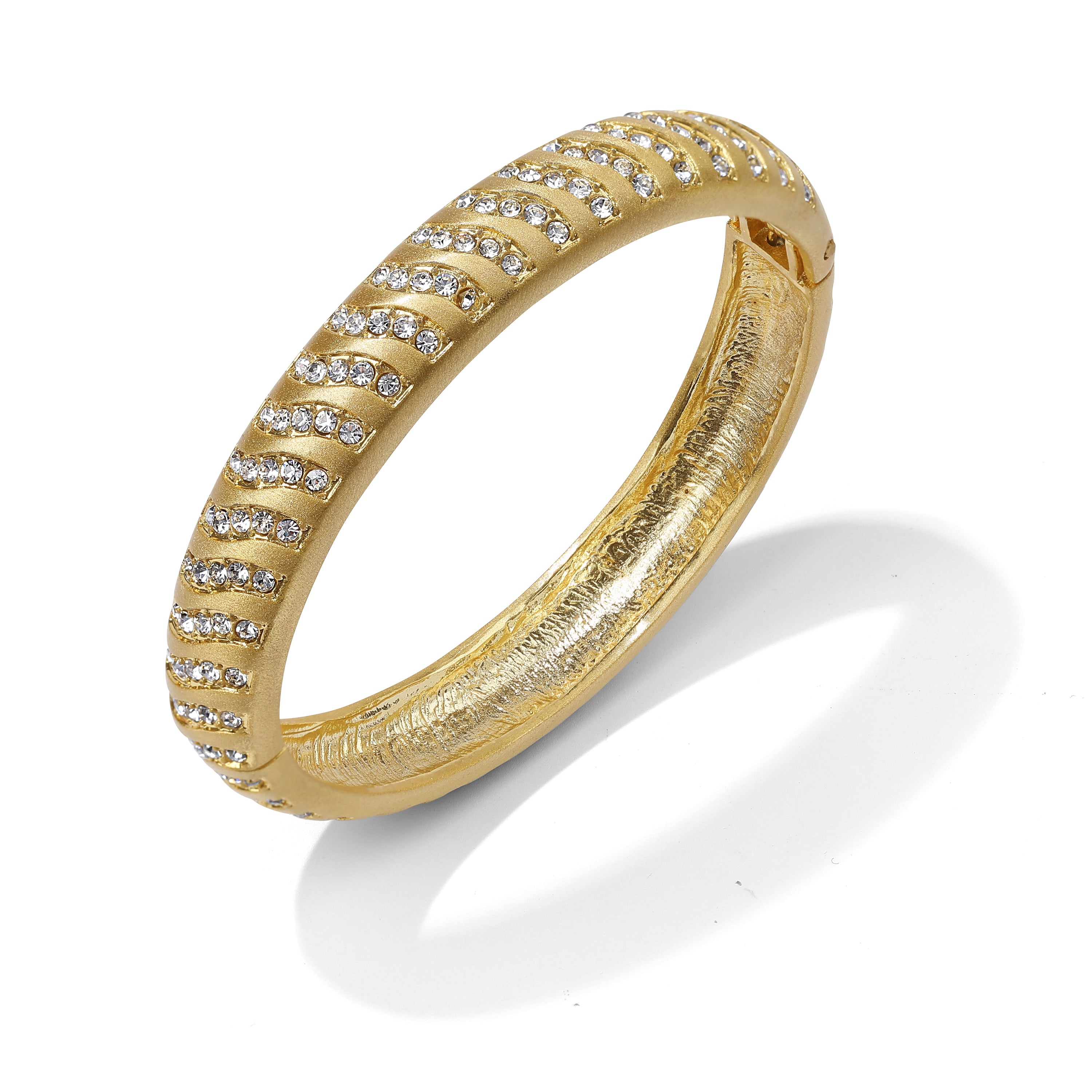 chunky gold plated bangle with zirconia studs