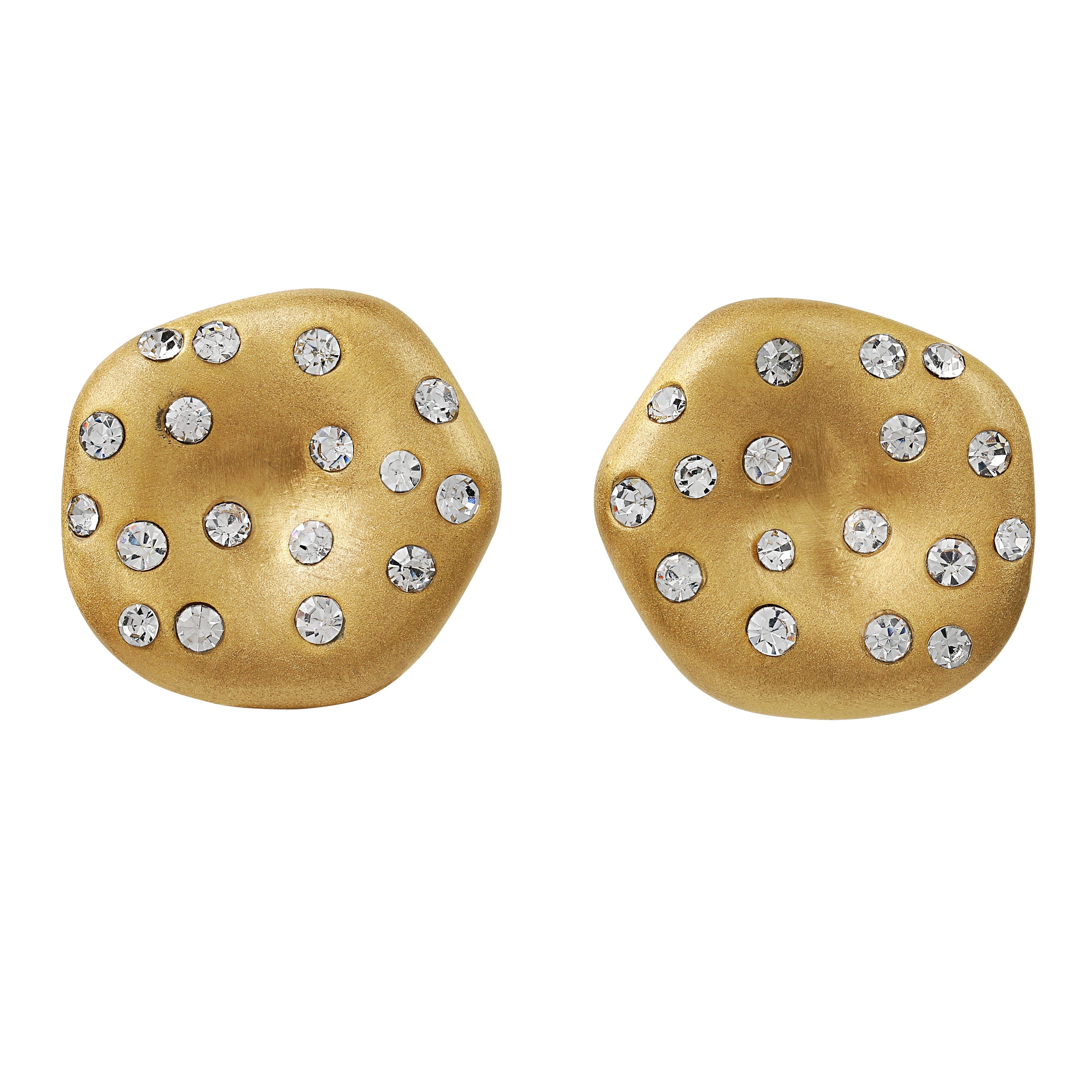 chunky gold plated disc earrings with zirconia studs 