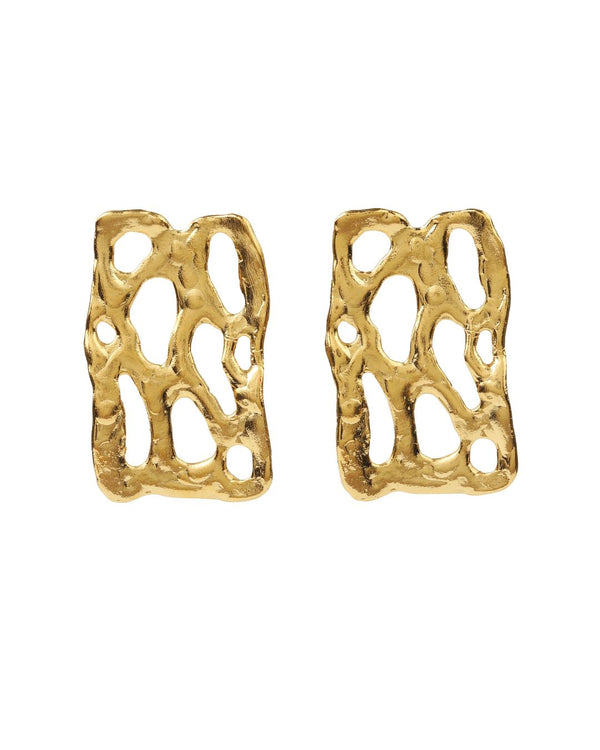 Mystic embossed geometric earrings – 24K gold-plated statement jewellery 