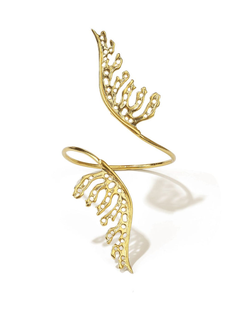 24k gold-plated leaf motif bracelet for refined style