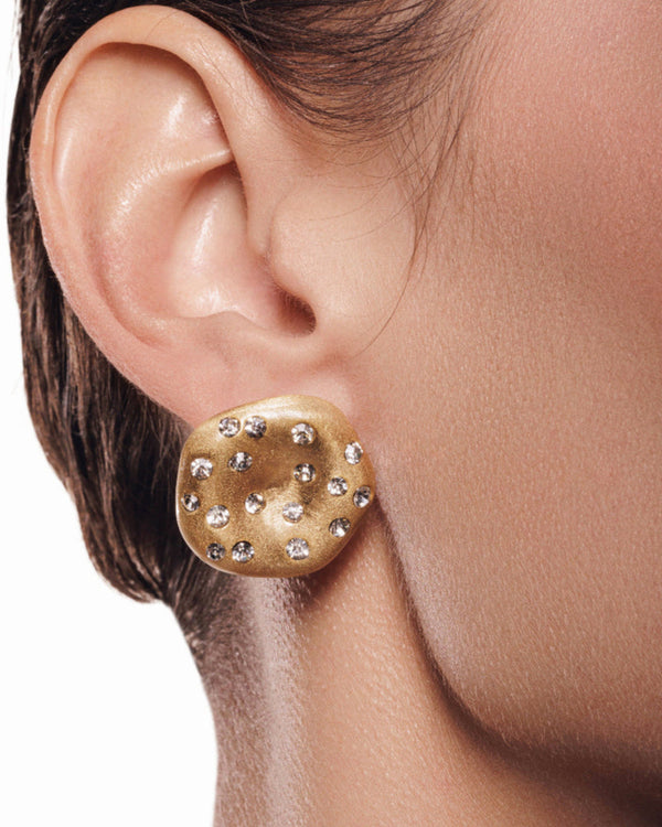 Matte gold statement earrings in a round silhouette