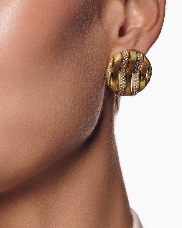 Aurora Striped Disc Earrings styled for a casual look