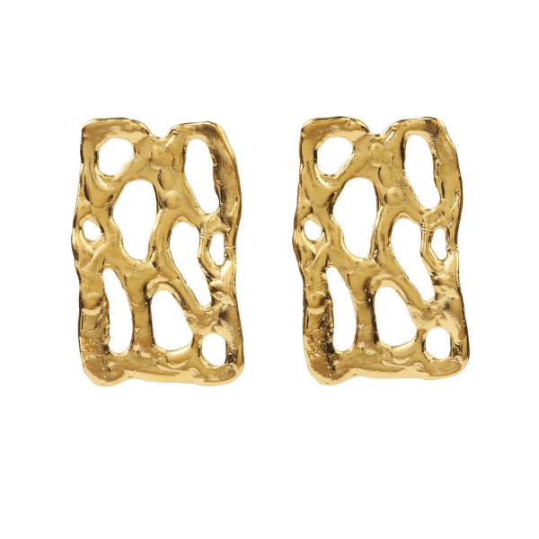 Mystic embossed geometric earrings – 24K gold-plated statement jewellery 