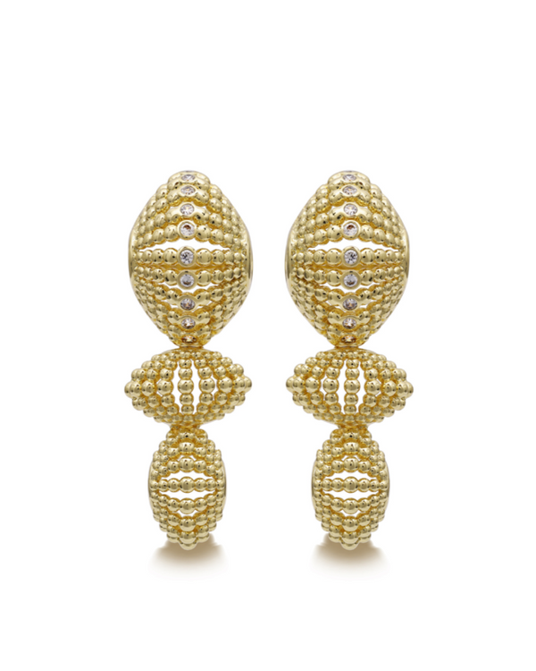 Ravi Nova Drop Earrings in 24k gold plating with luminous zirconia