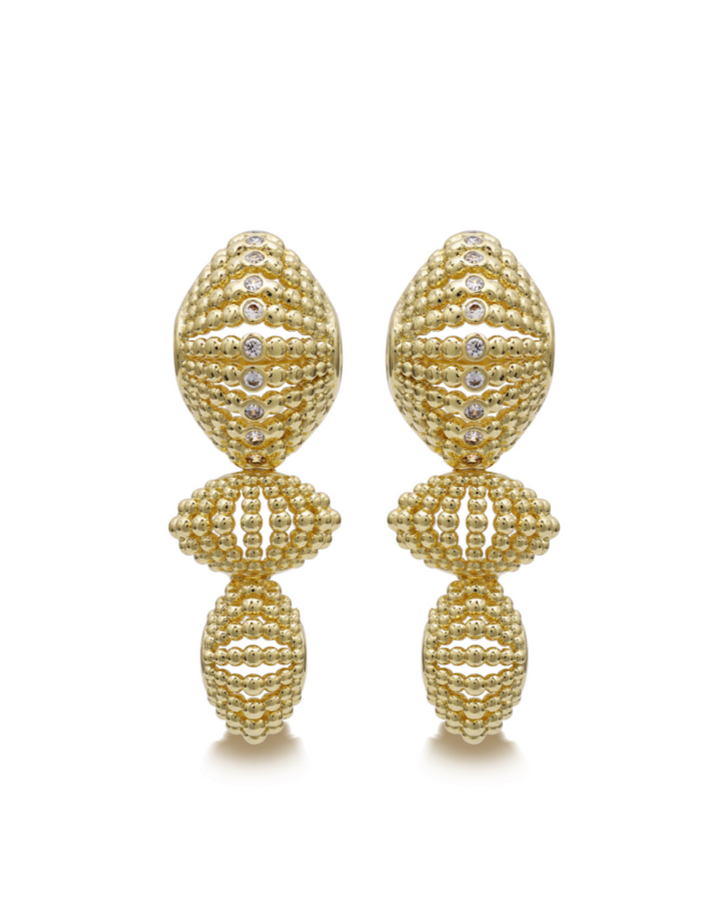 Ravi Nova Drop Earrings in 24k gold plating with luminous zirconia