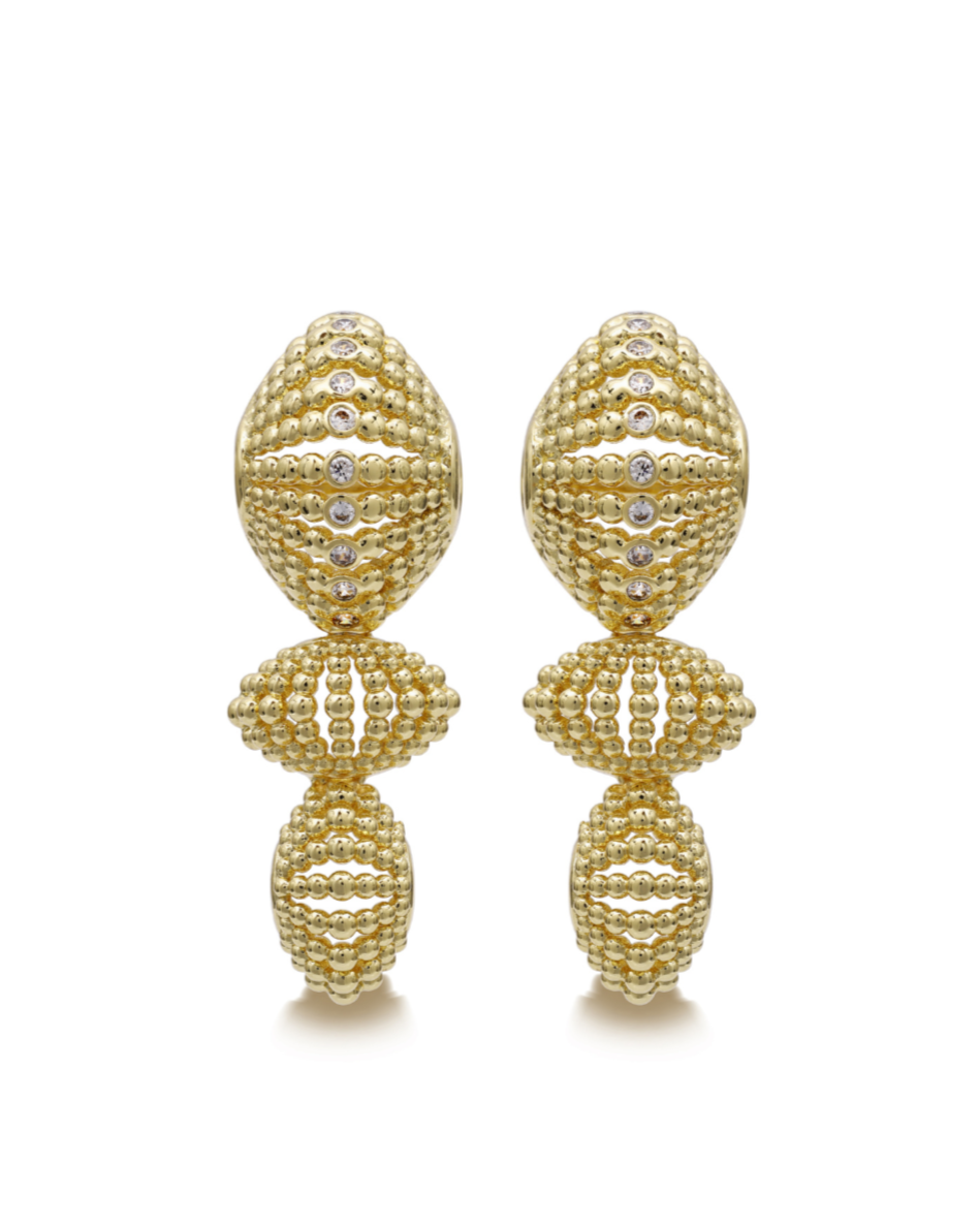 Ravi Nova Drop Earrings in 24k gold plating with luminous zirconia