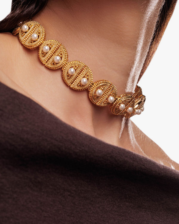 Ravi Hemisphere Choker with 24k gold-plated finish