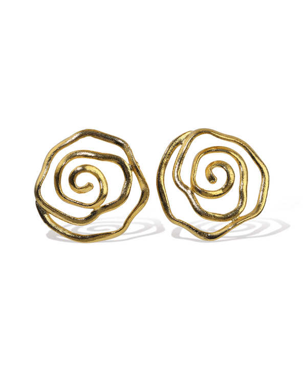 Gold floral statement earrings for women