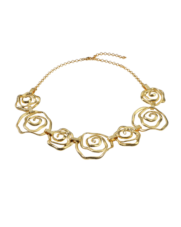 Gold floral choker necklace for women