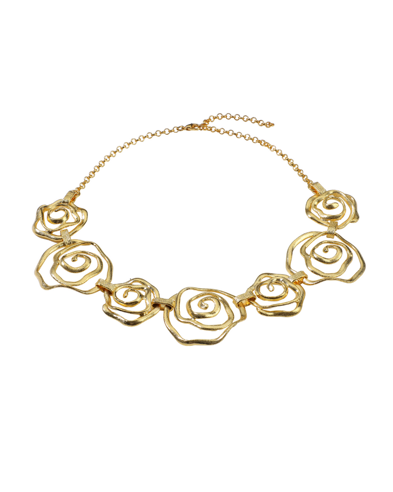 Gold floral choker necklace for women