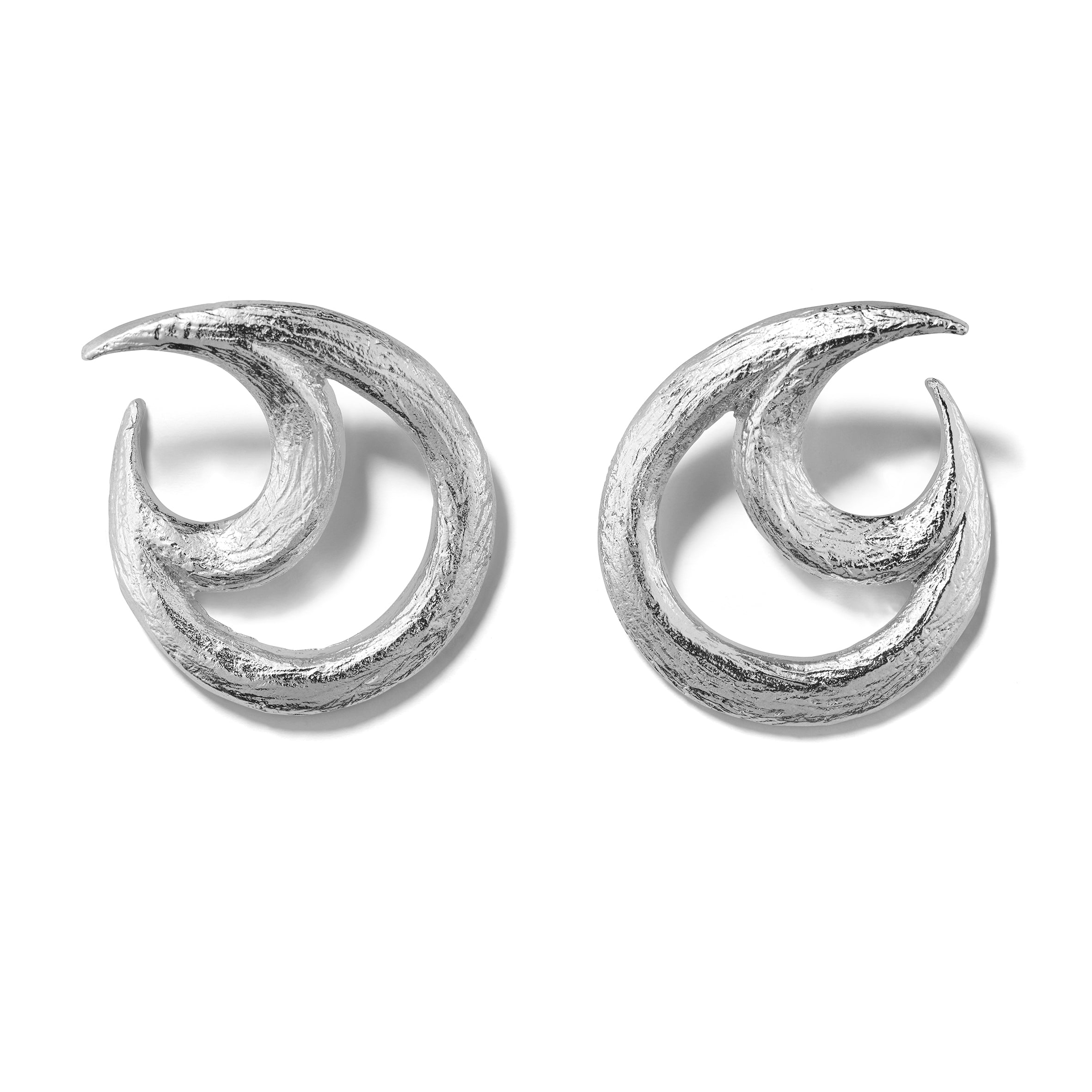 Botanical Whisper Crescent Earrings Silver