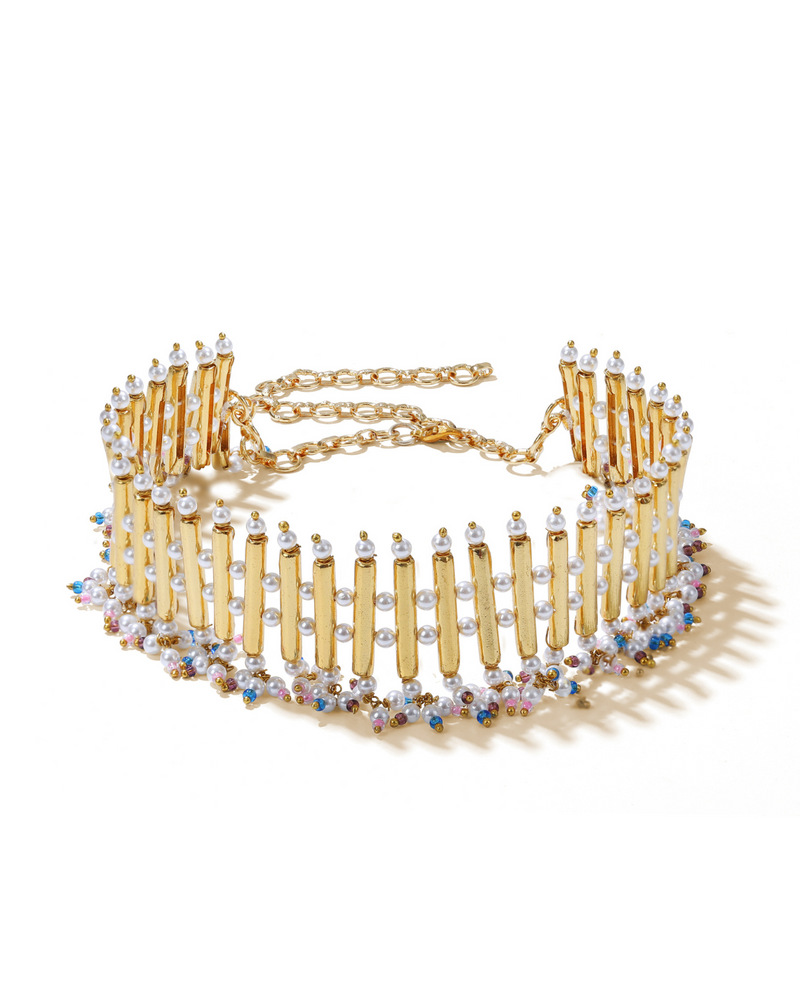 Lady Warrior Choker in 24k gold plating, handcrafted statement necklace