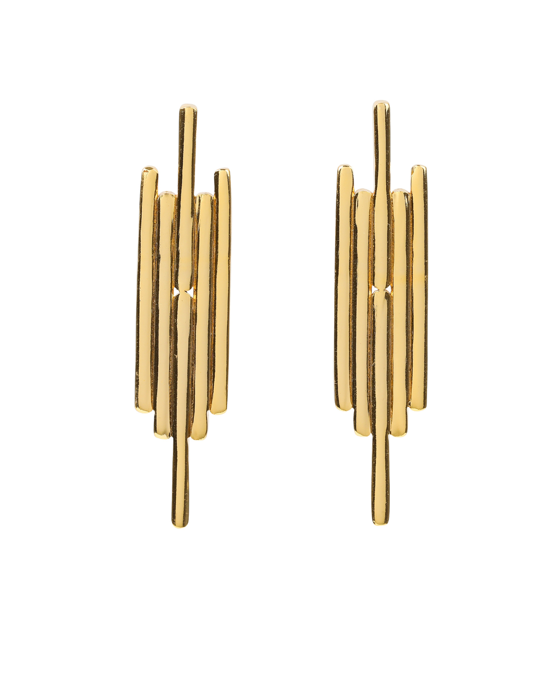 Women's golden statement earrings with sleek design