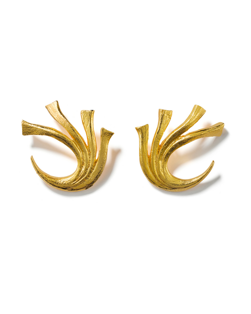 Botanical Vine Ear Climbers in gold, handcrafted vine earrings