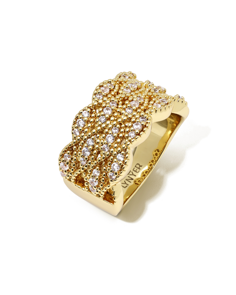 Ravi Nova Pendant Ring in 24k gold plating with zirconia accents