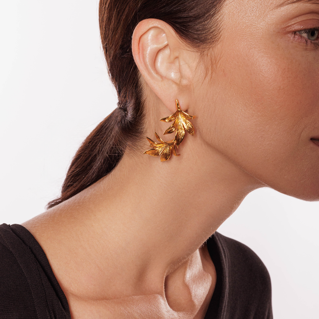 botanical lynyer earcuffs goldplated earrings jewellery nature inspired
