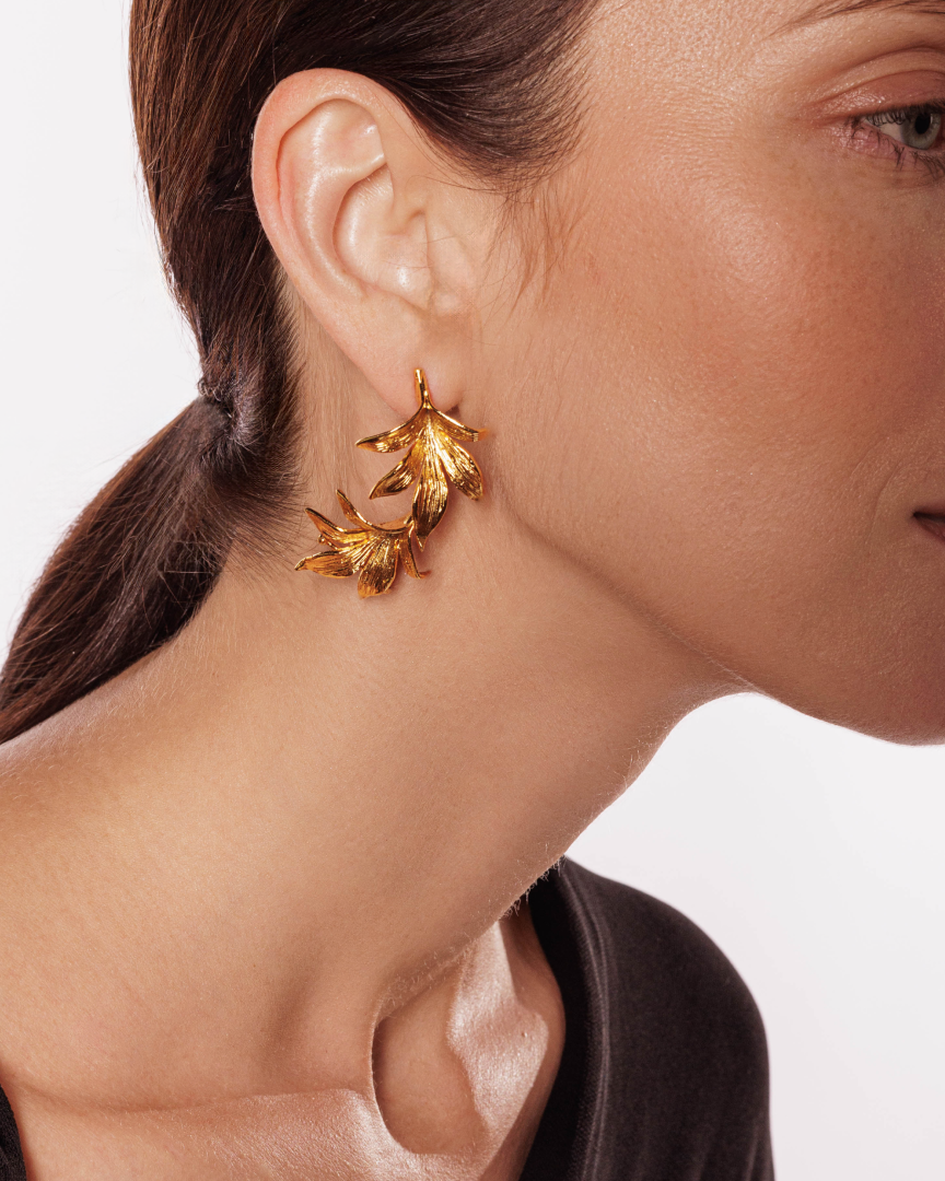botanical lynyer earcuffs goldplated earrings jewellery nature inspired
