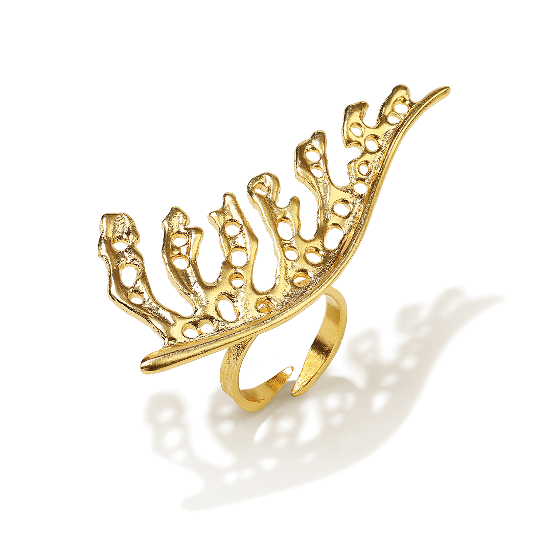 Statement leaf ring for women