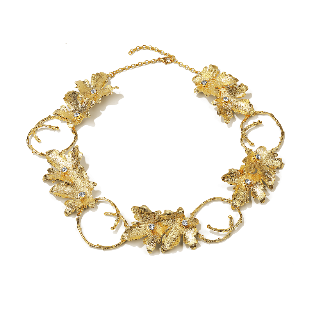 24k gold plated vine leaf necklace for women – elegant botanical jewellery