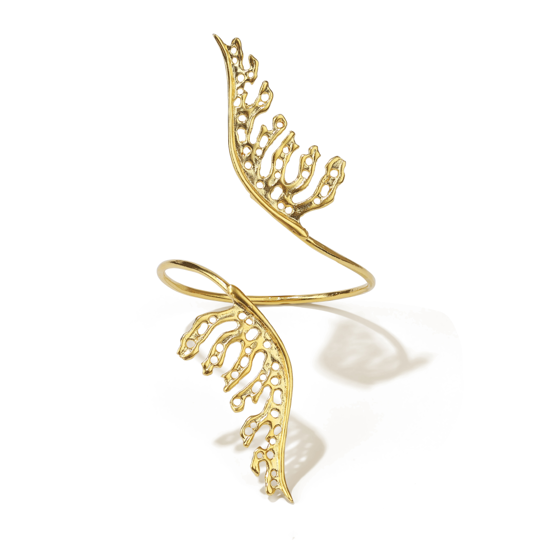 24K gold-plated leaf bracelet – adjustable nature-inspired jewellery
