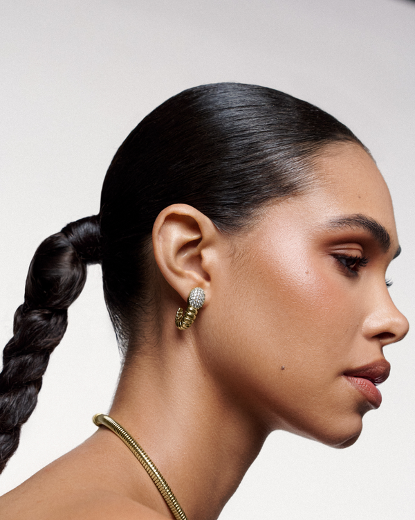 Gold-plated earrings with zirconia accent perfect for elevated look